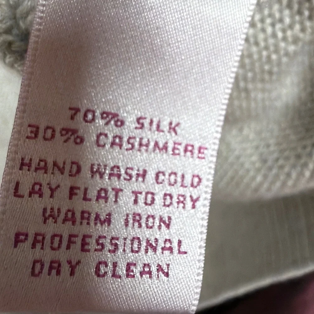 Peter Millar Sweater Womens L Beige Silk Cashmere Knit Polo Short Sleeve Luxury